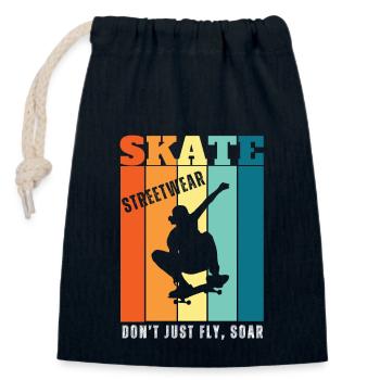 Skateborading | Don't just fly, soar - Closable cotton gift bag (14x20cm) - navy - Front