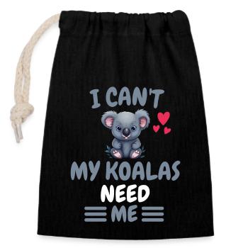 Australie Zoo Animal Cadeau Drôle Koala - Sac cadeau en coton avec cordon (14 x 20 cm) - noir - Devant