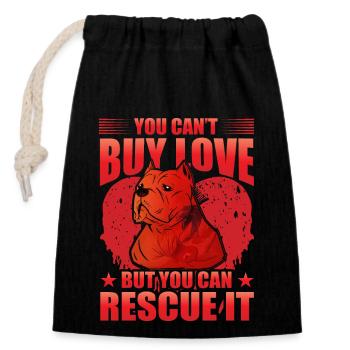 vous ne pouvez pas acheter l’amour mais vous pouvez le sauver Pitbull - Sac cadeau en coton avec cordon (14 x 20 cm) - noir - Devant
