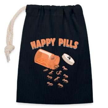 Happy Pills Schopfgecko Lustige Eidechse Liebhaber - Verschließbarer Geschenkbeutel aus Baumwolle (14x20cm) - Navy - Vorne