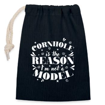 Cornhole is the Reason I'm not a Model Spiel - Verschließbarer Geschenkbeutel aus Baumwolle (14x20cm) - Navy - Vorne