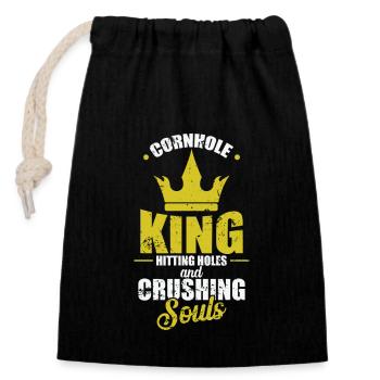 Cornhole King hitting Holes and Crushing Souls - Verschließbarer Geschenkbeutel aus Baumwolle (14x20cm) - Schwarz - Vorne