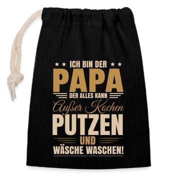 Papa Vatertag Sprüche Lustig Männertag - Verschließbarer Geschenkbeutel aus Baumwolle (14x20cm) - Schwarz - Vorne