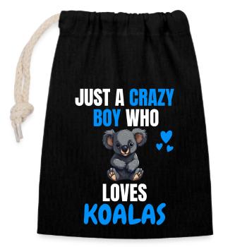 Crazy Boy Australie Animal Gift Koala - Sac cadeau en coton avec cordon (14 x 20 cm) - noir - Devant