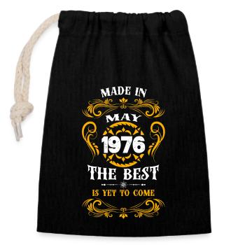 Made In May 1976 The Best - Closable cotton gift bag (14x20cm) - black - Front