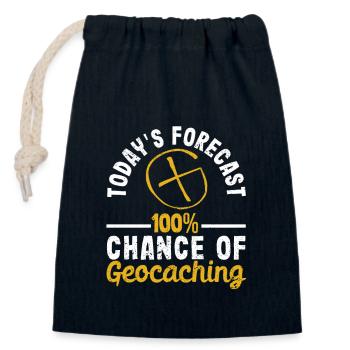 Today's prediction: 100% chance of geocaching fun - Closable cotton gift bag (14x20cm) - navy - Front