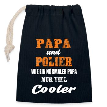 Papa und Polier - Verschließbarer Geschenkbeutel aus Baumwolle (14x20cm) - Navy - Vorne