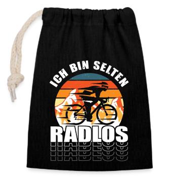 Selten Radlos Fahrrad Radsport Fahrradfahrer Bike - Verschließbarer Geschenkbeutel aus Baumwolle (14x20cm) - Schwarz - Vorne