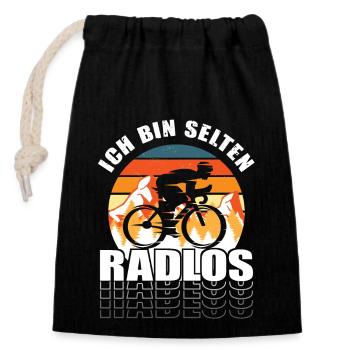 Selten Radlos Fahrrad Radsport Fahrradfahrer Bike - Verschließbarer Geschenkbeutel aus Baumwolle (14x20cm) - Schwarz - Vorne