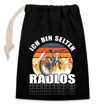 Selten Radlos Fahrrad Radsport Fahrradfahrer Bike - Verschließbarer Geschenkbeutel aus Baumwolle (14x20cm) - Schwarz - Vorne