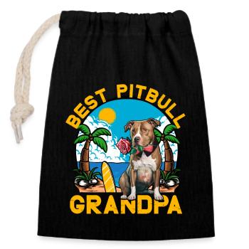 Meilleur grand-père Pitbull - Sac cadeau en coton avec cordon (14 x 20 cm) - noir - Devant