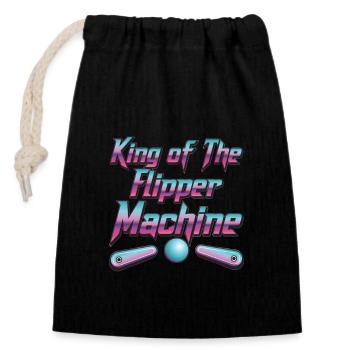 Flipper King of the Flipper Machine Lustiger - Verschließbarer Geschenkbeutel aus Baumwolle (14x20cm) - Schwarz - Vorne