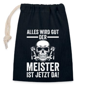 Alles Wird Gut Der Meister Ist Jetzt Da - Verschließbarer Geschenkbeutel aus Baumwolle (14x20cm) - Navy - Vorne