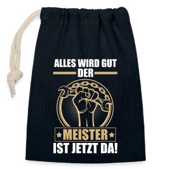 Alles Wird Gut Der Meister Ist Jetzt Da - Verschließbarer Geschenkbeutel aus Baumwolle (14x20cm) - Navy - Vorne