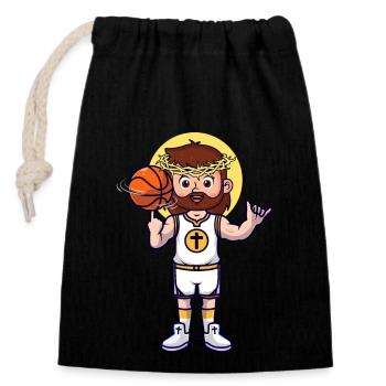 Jesus Christus Christ Christ Basketball Dornen Krone - Verschließbarer Geschenkbeutel aus Baumwolle (14x20cm) - Schwarz - Vorne