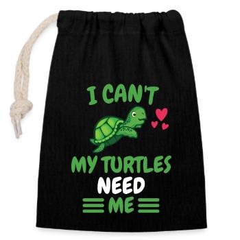 Je ne peux pas obtenir de tortue cadeau d’animal marin - Sac cadeau en coton avec cordon (14 x 20 cm) - noir - Devant