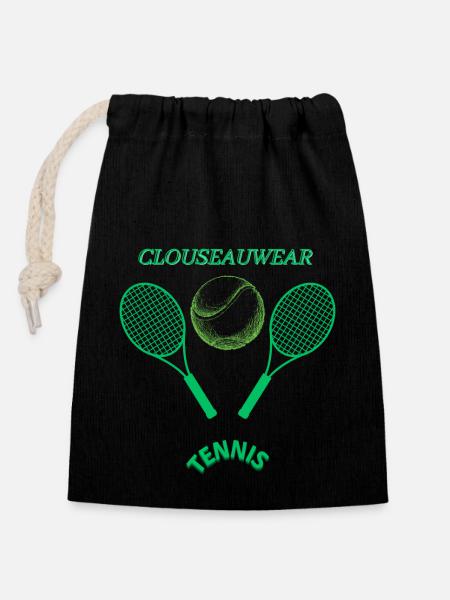 TENNIS CLOUSEAUWEAR 1 - Closable cotton gift bag (14x20cm) - black