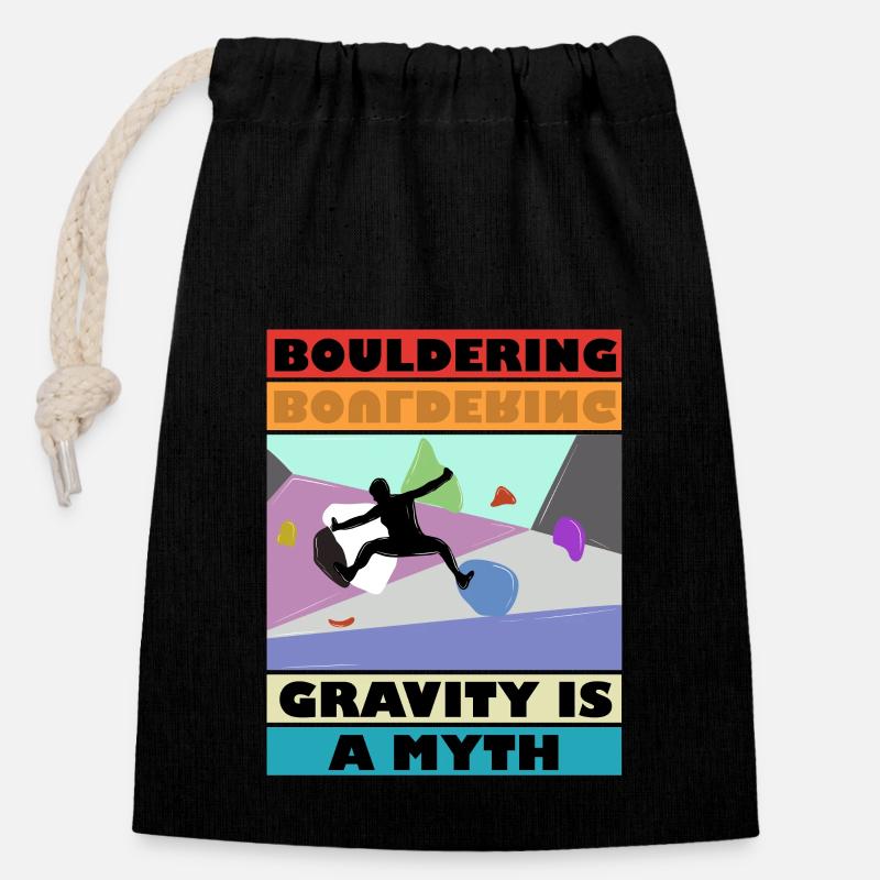 Bouldering Gravity is a Mytm 3 - Verschließbarer Geschenkbeutel aus Baumwolle (14x20cm) - Schwarz