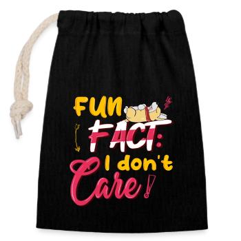 Fait amusant que je m’en fiche3 - Sac cadeau en coton avec cordon (14 x 20 cm) - noir - Devant