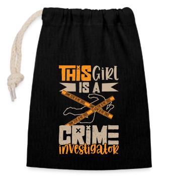 True Crime Murder Spy Crime Intérêt Idée cadeau - Sac cadeau en coton avec cordon (14 x 20 cm) - noir - Devant