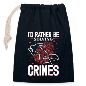 True Crime Murder Spy Crime Intérêt Idée cadeau - Sac cadeau en coton avec cordon (14 x 20 cm) - bleu marine - Devant