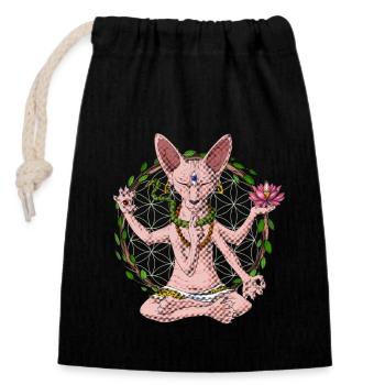 Sphynx Katzen Yoga - Verschließbarer Geschenkbeutel aus Baumwolle (14x20cm) - Schwarz - Vorne