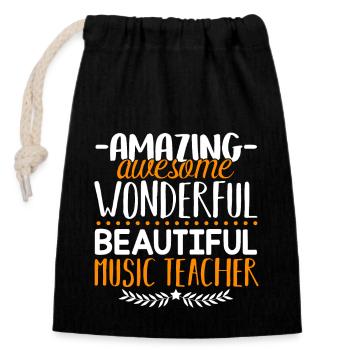 Music Teacher Amazing Music Teacher - Closable cotton gift bag (14x20cm) - black - Front