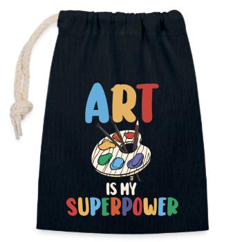 Art Is My Superpower - Closable cotton gift bag (14x20cm) - navy - Front