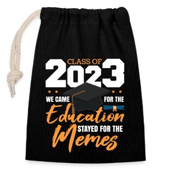 Classe de 2023 Graduation College Senior Degree - Sac cadeau en coton avec cordon (14 x 20 cm) - noir - Devant