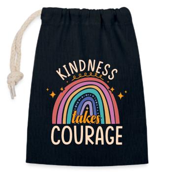 La gentillesse demande du courage | Prévention de l’intimidation - Sac cadeau en coton avec cordon (14 x 20 cm) - bleu marine - Devant