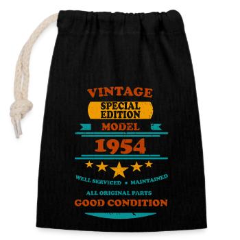 Vintage Retro 1954 - Closable cotton gift bag (14x20cm) - black - Front