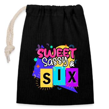 Sweet Sassy & Six - Closable cotton gift bag (14x20cm) - black - Front