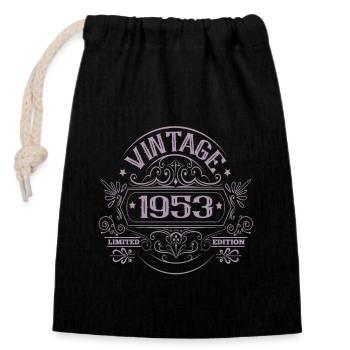 Vintage 1953 Birthday Sayings - Closable cotton gift bag (14x20cm) - black - Front