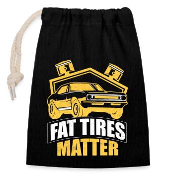 Fat Tires Matter Classic Retro Car - Closable cotton gift bag (14x20cm) - black - Front