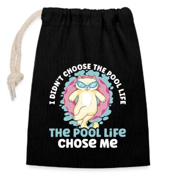 I didn t choose the pool life the pool life - Closable cotton gift bag (14x20cm) - black - Front