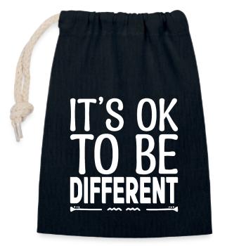 Its ok to be different. Motivational quotes. - Closable cotton gift bag (14x20cm) - navy - Front