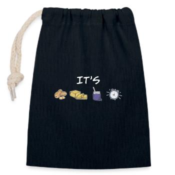 Collation amusante avec des symboles temporels pour le beurre de cacahuète - Sac cadeau en coton avec cordon (14 x 20 cm) - bleu marine - Devant