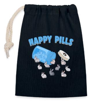 Happy Pills Rabbit Breed Funny Netherland Dwarf - Closable cotton gift bag (14x20cm) - navy - Front
