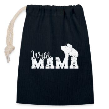 Mama sauvage Ours animal forestier - Sac cadeau en coton avec cordon (14 x 20 cm) - bleu marine - Devant