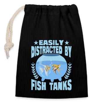 Easily Distracted By Fish Tanks Aquarium Owner Fis - Verschließbarer Geschenkbeutel aus Baumwolle (14x20cm) - Schwarz - Vorne
