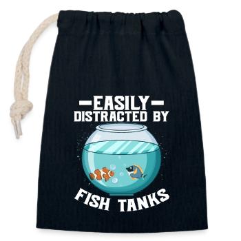 Easily Distracted By Fish Tanks Fish Keeping Aquar - Verschließbarer Geschenkbeutel aus Baumwolle (14x20cm) - Navy - Vorne