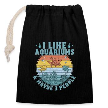 I Like Aquariums & Maybe 3 People Aquarium Owner - Verschließbarer Geschenkbeutel aus Baumwolle (14x20cm) - Schwarz - Vorne