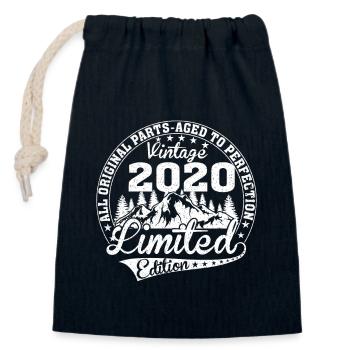 Born 2020 Vintage Retro Anniversary - Closable cotton gift bag (14x20cm) - navy - Front