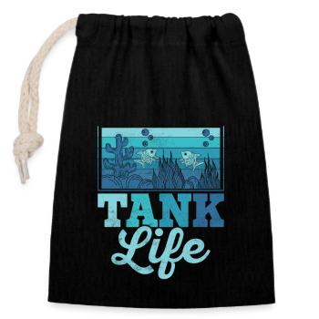 Tank Life Aquarium Owner Fish Keeping - Verschließbarer Geschenkbeutel aus Baumwolle (14x20cm) - Schwarz - Vorne