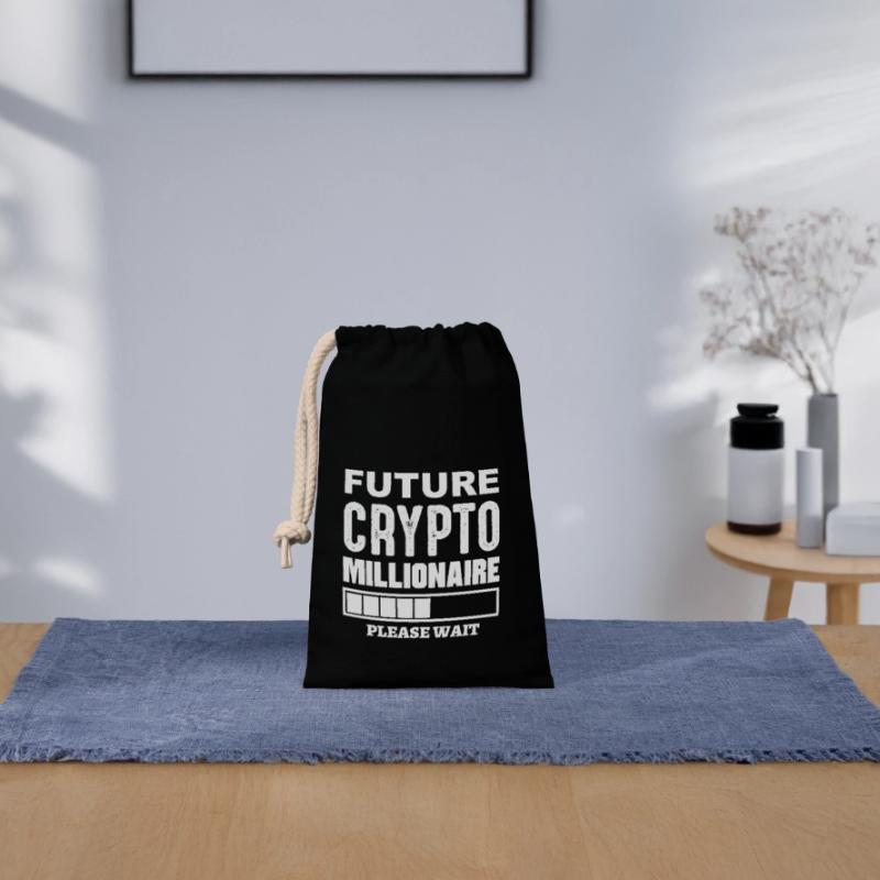 Future Crypto Millionaire Loading please wait Closable cotton gift bag (14x20cm)