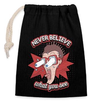 Comic, Comic Strips, Crazy Man, Funny Saying - Closable cotton gift bag (14x20cm) - black - Front