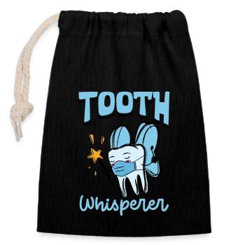 Tooth Whisperer - Assistant dentaire - Sac cadeau en coton avec cordon (14 x 20 cm) - noir - Devant