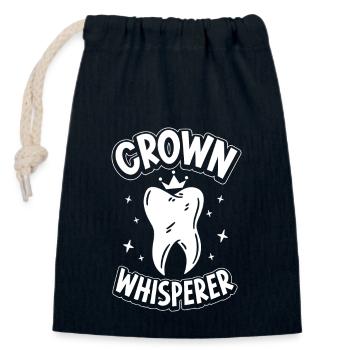 Crown Whisperer - Technicien dentaire - Sac cadeau en coton avec cordon (14 x 20 cm) - bleu marine - Devant
