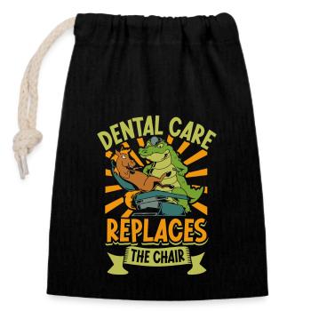 Les soins dentaires sont importants - Crocodile Dentist - Sac cadeau en coton avec cordon (14 x 20 cm) - noir - Devant