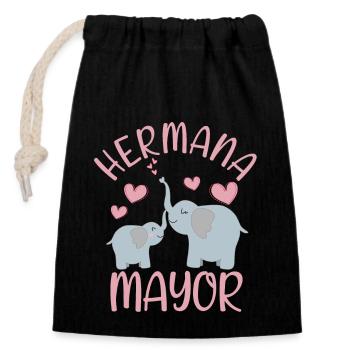 Niñas Dulce Elephant Futura Hermana Mayor - Closable cotton gift bag (14x20cm) - black - Front